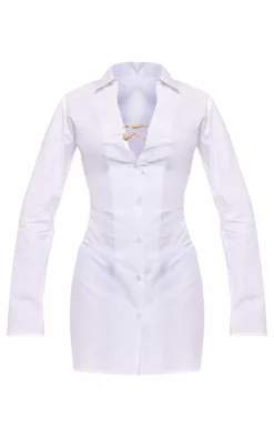 Cotton Poplin Trim Detail Shirt Dress-PrettyLittleThing New