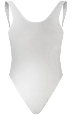 White Crinkle Low Scoop Back Swimsuit