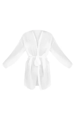 Crinkle Textured Short Beach Kimono-PrettyLittleThing Discount
