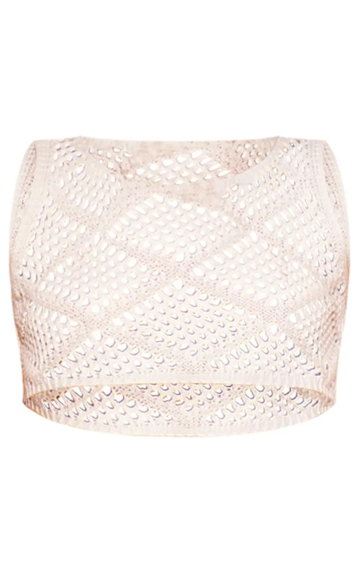 White Crochet Crop Beach Top