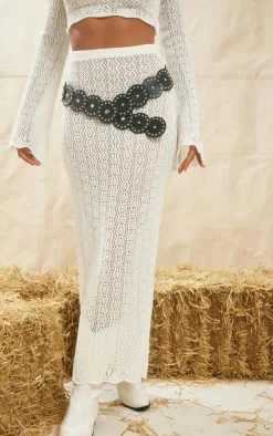 Outlet PrettyLittleThing Crochet Floaty Maxi Skirt White