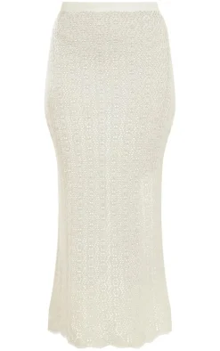 Outlet PrettyLittleThing Crochet Floaty Maxi Skirt White