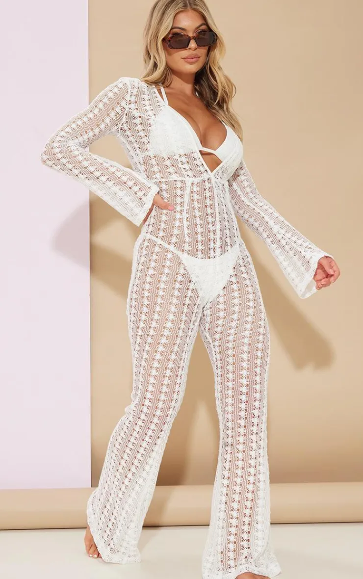 Crochet Plunge Beach Jumpsuit-PrettyLittleThing