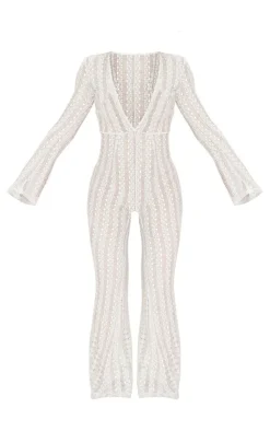 Crochet Plunge Beach Jumpsuit-PrettyLittleThing