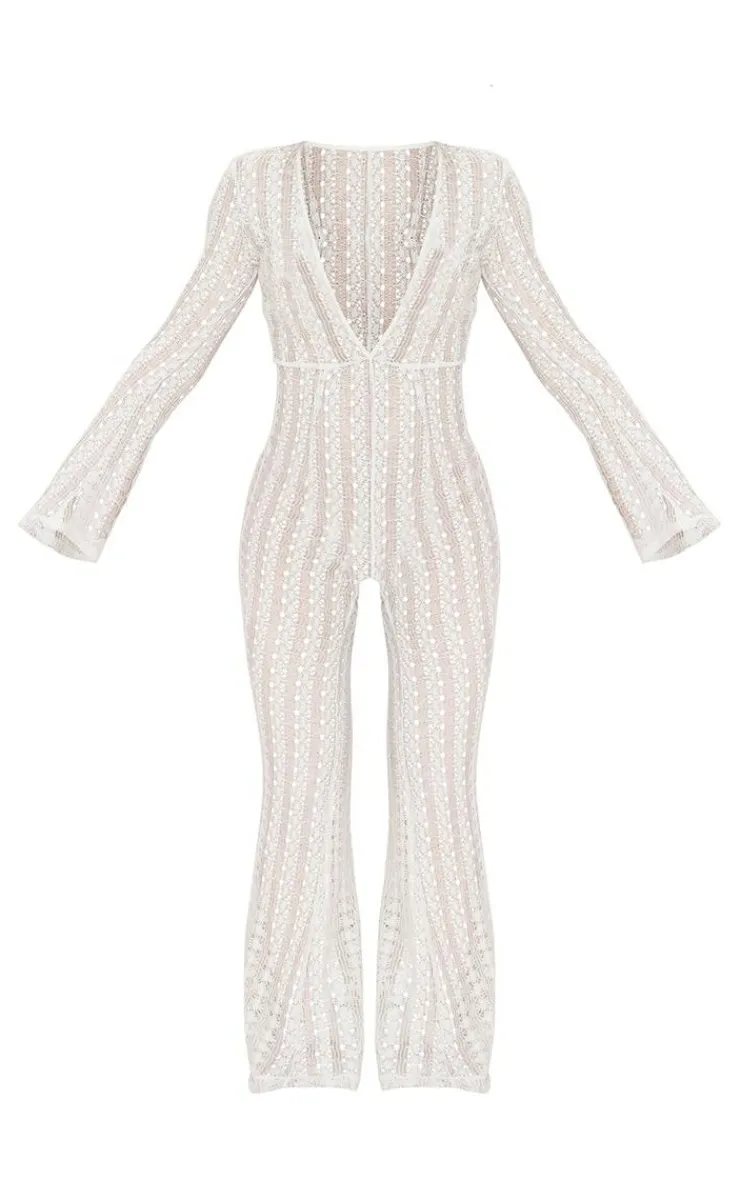 Crochet Plunge Beach Jumpsuit-PrettyLittleThing
