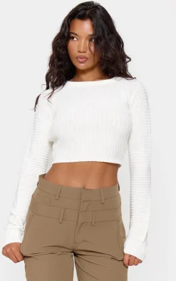 PrettyLittleThing Knitted Tops*Cropped Rib Knit Top