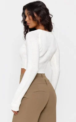 PrettyLittleThing Knitted Tops*Cropped Rib Knit Top
