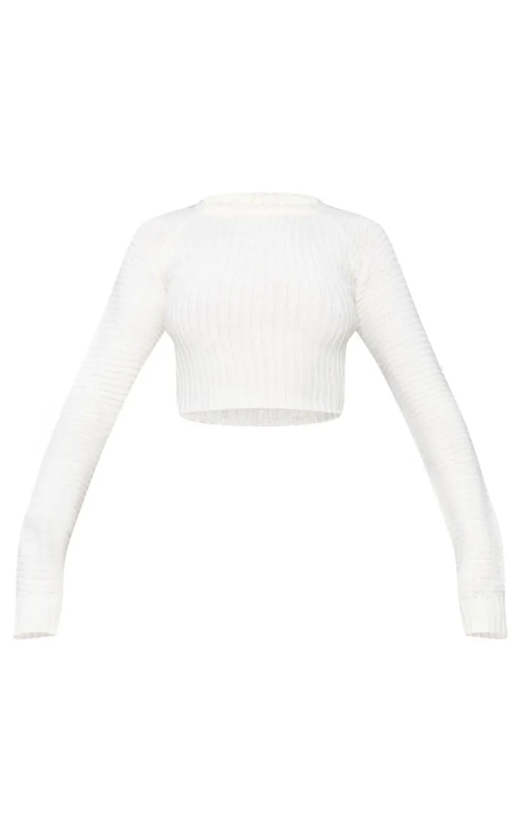 PrettyLittleThing Knitted Tops*Cropped Rib Knit Top