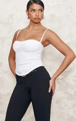 PrettyLittleThing Sleeveless Tops*Curved Hem Bengaline Corset