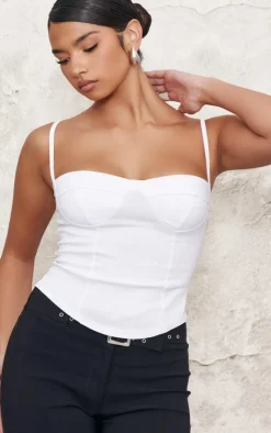 PrettyLittleThing Sleeveless Tops*Curved Hem Bengaline Corset