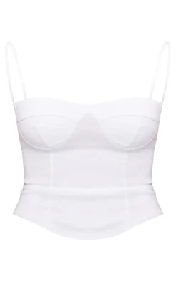 PrettyLittleThing Sleeveless Tops*Curved Hem Bengaline Corset