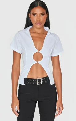 PrettyLittleThing Shirts*Cut Out Short Sleeve Shirt
