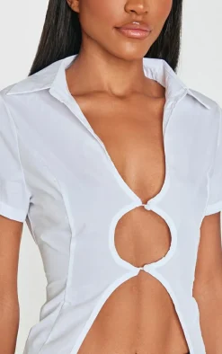 PrettyLittleThing Shirts*Cut Out Short Sleeve Shirt