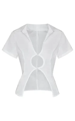 PrettyLittleThing Shirts*Cut Out Short Sleeve Shirt