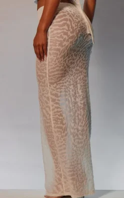 Hot PrettyLittleThing Devore Maxi Skirt White