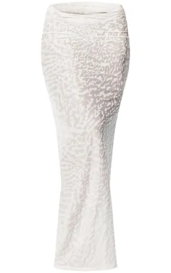 Hot PrettyLittleThing Devore Maxi Skirt White