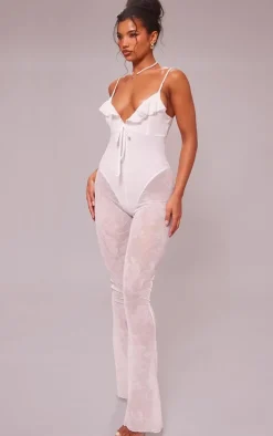 Devore Ruffle Strappy Jumpsuit-PrettyLittleThing Hot