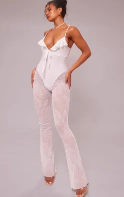 Devore Ruffle Strappy Jumpsuit-PrettyLittleThing Hot