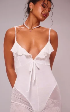 Devore Ruffle Strappy Jumpsuit-PrettyLittleThing Hot