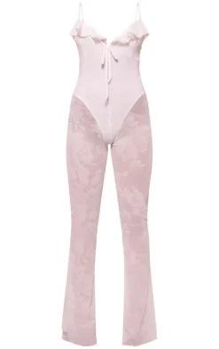 Devore Ruffle Strappy Jumpsuit-PrettyLittleThing Hot