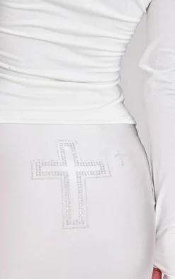 Diamante Cross Detail Jersey Mini Skirt-PrettyLittleThing Hot
