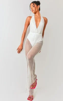 Diamante Halterneck Jumpsuit-PrettyLittleThing Hot
