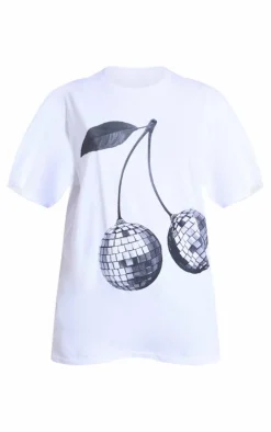 PrettyLittleThing T-Shirts*Disco Cherry Graphic Oversized T Shirt