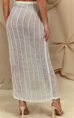 Clearance PrettyLittleThing Distressed Asymmetric Hem Knit Skirt White