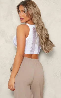PrettyLittleThing Knitted Tops*Distressed Ladder Knit Top