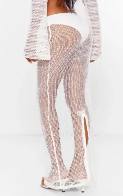 White Dobby Textured Split Back Maxi Skirt