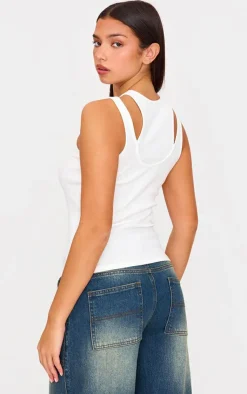PrettyLittleThing Sleeveless Tops*Double Layer Ribbed Vest Top