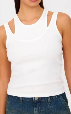 PrettyLittleThing Sleeveless Tops*Double Layer Ribbed Vest Top