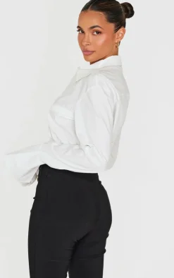 PrettyLittleThing Shirts*Elasticated Bust Detail Cropped Shirt