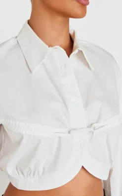 PrettyLittleThing Shirts*Elasticated Bust Detail Cropped Shirt