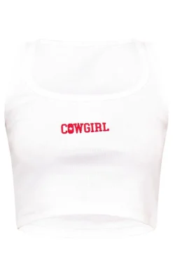 PrettyLittleThing T-Shirts*Embroidered Rib Crop Top