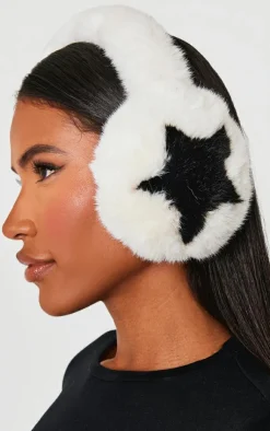 PrettyLittleThing Christmas Shop*Faux Fur Star Ear Muffs