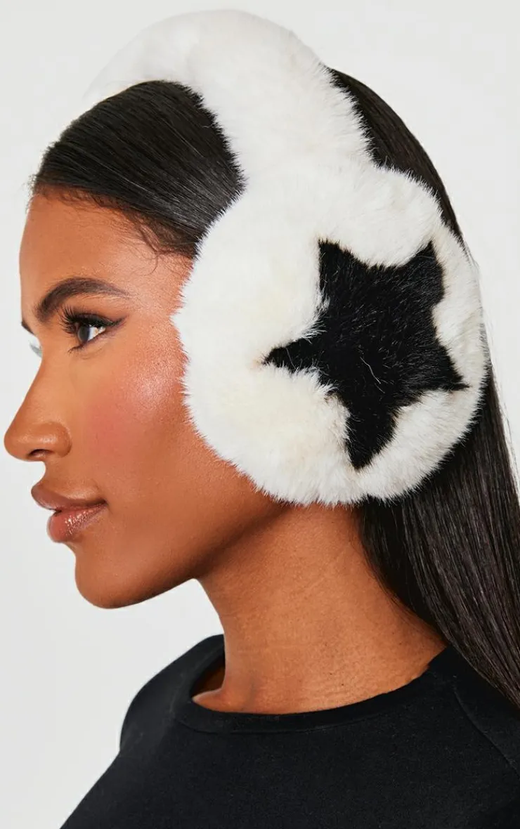 PrettyLittleThing Christmas Shop*Faux Fur Star Ear Muffs