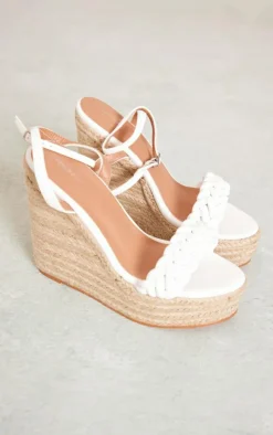 PrettyLittleThing Espadrilles*Faux Leather Plaited Strap Espadrille Wedges