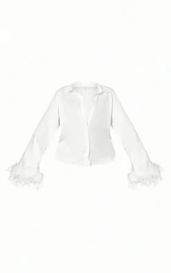 Feather Trim Shirt-PrettyLittleThing Outlet