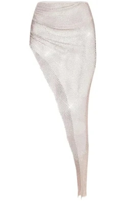 Fishnet Diamante Ruched Beach Maxi Skirt-PrettyLittleThing Hot