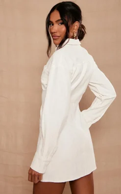 Fitted Premium Linen Look Shirt Dress-PrettyLittleThing Best