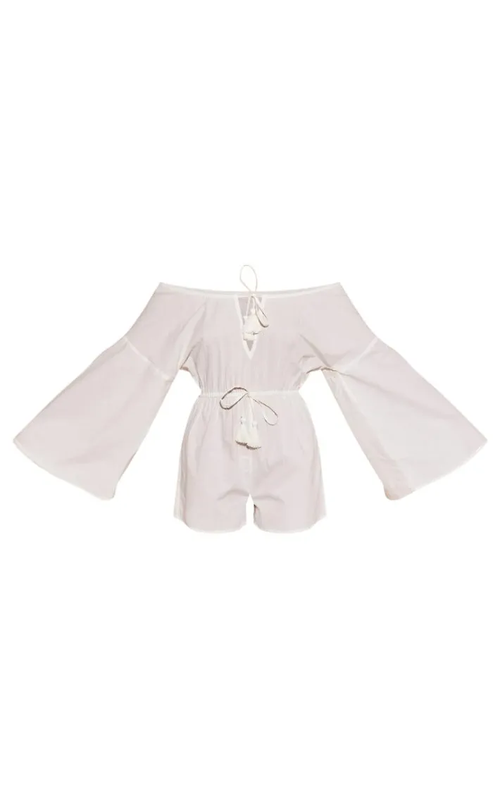 White Flare Sleeve Bardot Romper