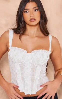 PrettyLittleThing Corsets*Floral Dip Hem Ruffle Corset