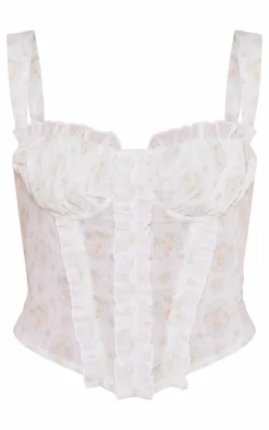 PrettyLittleThing Corsets*Floral Dip Hem Ruffle Corset