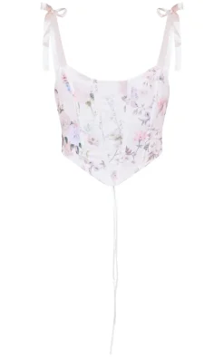 PrettyLittleThing Corsets*Floral Jacquard Ribbon Straps Corset