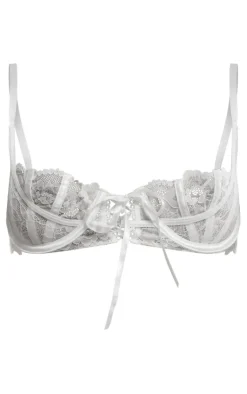Floral Lace Underwired Lace Up Detail Bra-PrettyLittleThing Best