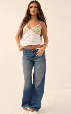 PrettyLittleThing Camisole*Floral Print Bust Broderie Cami Top