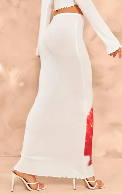 PrettyLittleThing Floral Print Maxi Skirt White