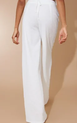 Best PrettyLittleThing Floral Rose Jacquard High Waist Tailored Pants White