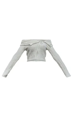 Best PrettyLittleThing Fluffy Knit Fold Over Zipped Crop Jacket White